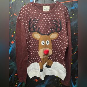Womens Large Christmas Rudolph Reindeer Sweater‎ By Daisys Boutique